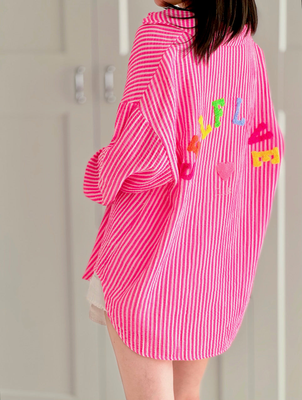 Musselin Bluse, Self Love, Streifen, 2 Farben