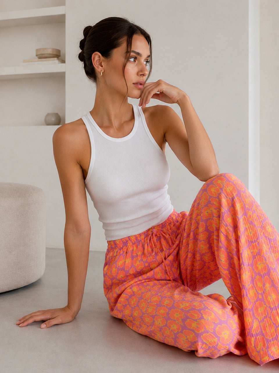 Musselin Hose, Wild-Leo, Orange-Violett