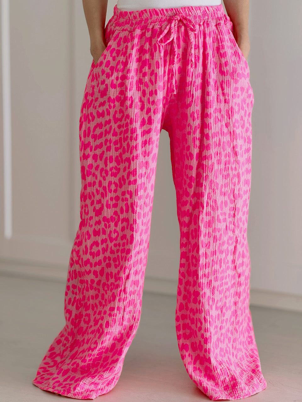 Musselin Hose, Wild-Leo, Neon-Pink