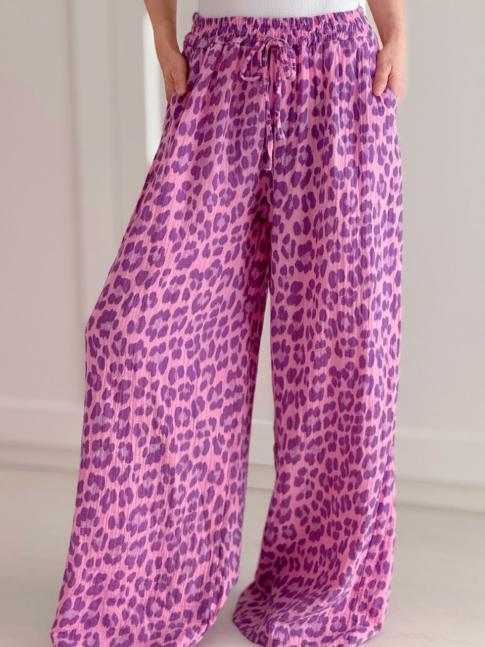 Musselin Hose, Wild-Leo, Violett-Rosa