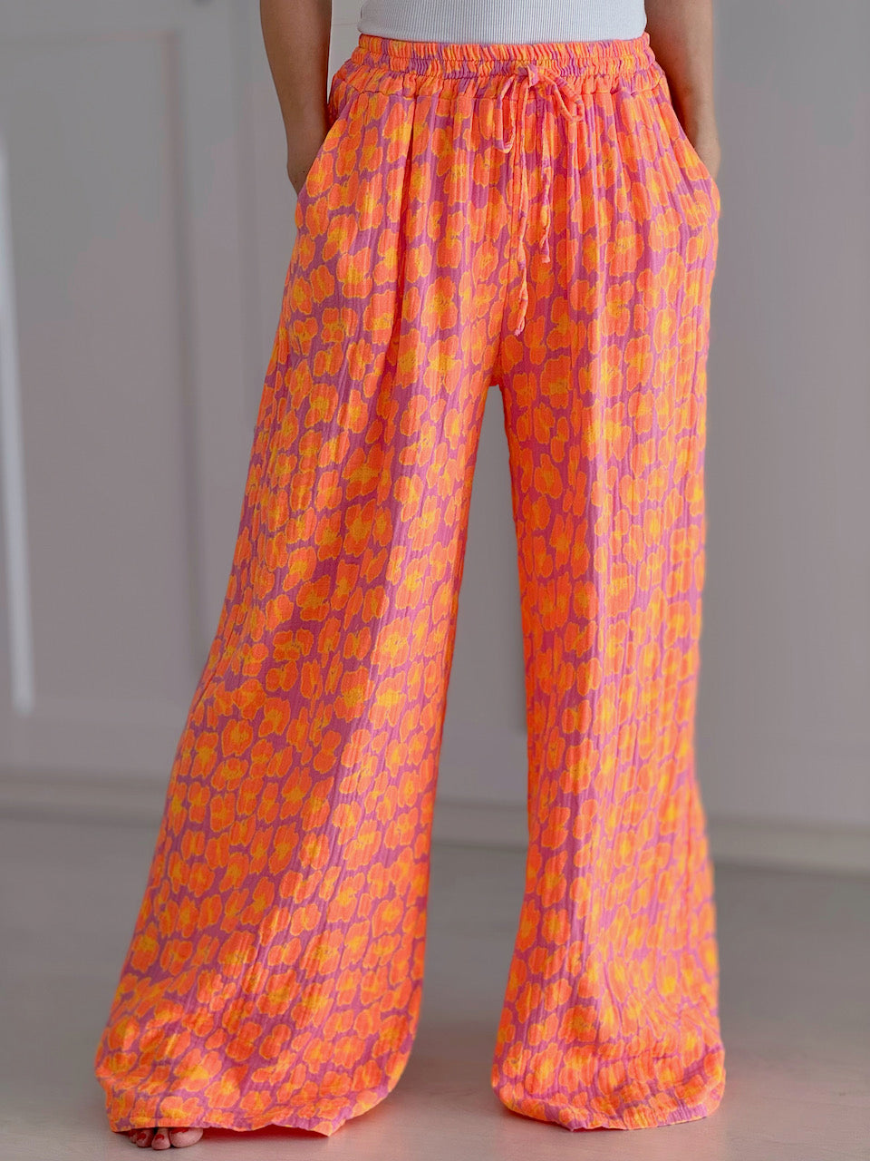 Musselin Hose, Wild-Leo, Orange-Violett