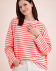 Longsleeve, Streifen, Farbkragen & Weiten Ärmeln, 6 Farben