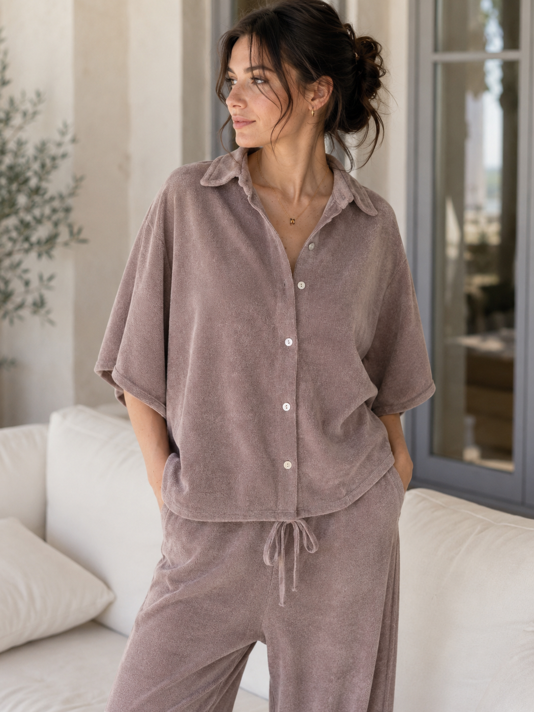 Frottee-Bluse, 4 Farben