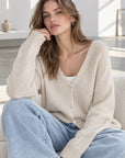 Strickjacke, Alpaka, Beige