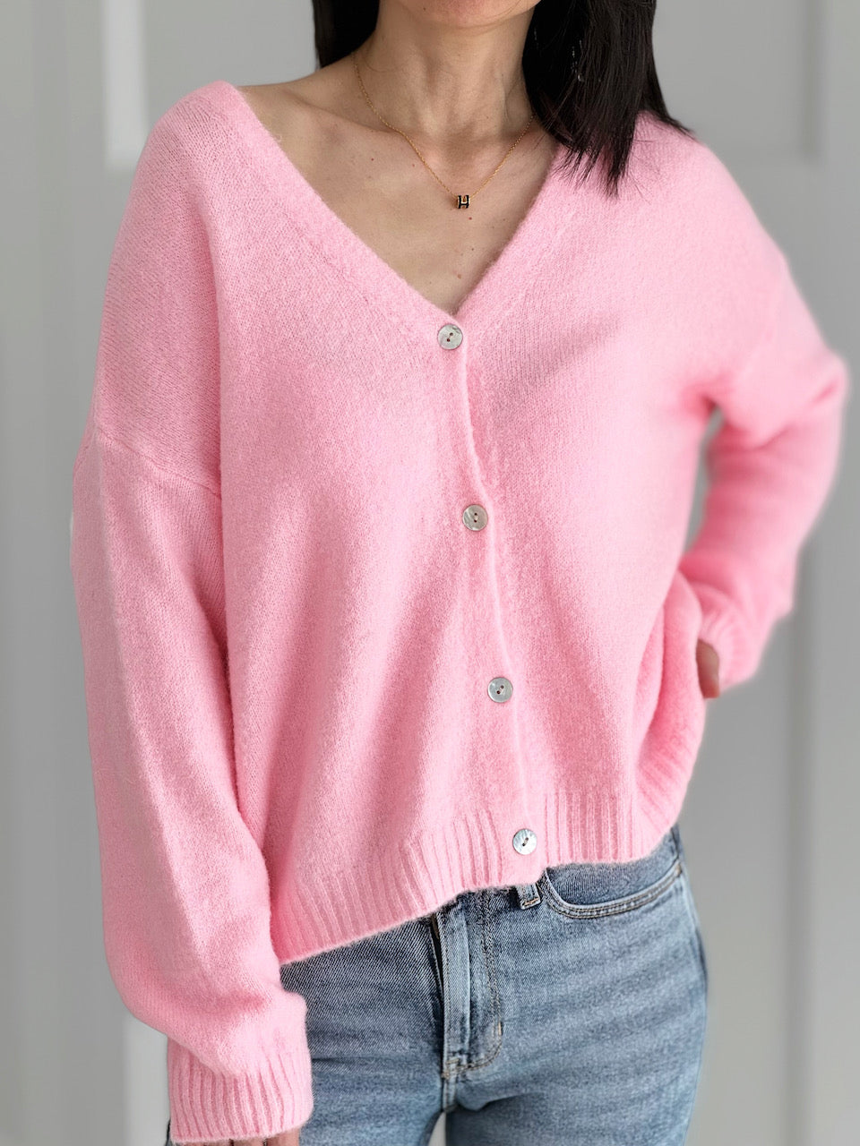 Strickjacke, Alpaka, Babyrosa