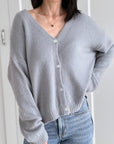 Strickjacke, Alpaka, Hellgrau