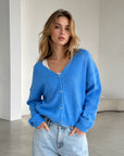 Strickjacke, Alpaka, Himmelblau