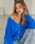 Strickjacke, Alpaka, Royalblau