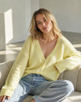 Strickjacke, Alpaka, Buttergelb