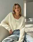 Strickjacke, Alpaka, Cremeweiß