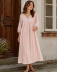 Musselin Kleid, Classic, bunte Streifen, 2 Farben