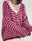 Strickjacke, Streifen, Flauschi, I, 10 Farben