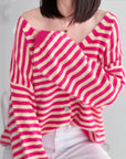 Strickjacke, Streifen, Flauschi, I, 10 Farben