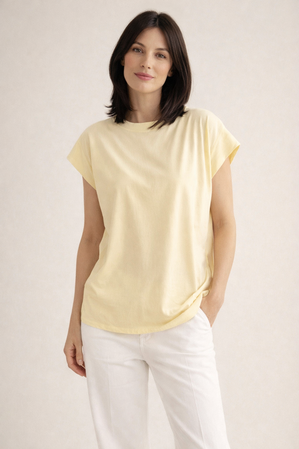 T-Shirt, Cap-Sleeves, Unifarbe, 4 Farben
