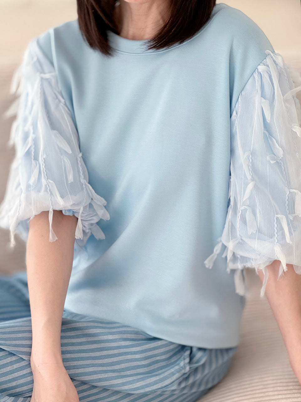 Sweat-T-Shirt mit Tüllärmeln, 3 Farben