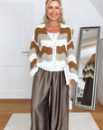 Strickjacke, Wellenstreifen, zu Binden, Flauschi, 2 Farben