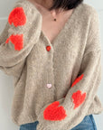 Strickjacke, Herzen, Flauschi, 4 Farben