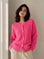 Strickjacke, Mohair, Neon-Pink