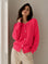 Strickjacke, Mohair, Neon-Koralle