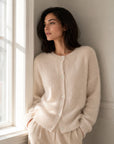 Strickjacke, Mohair, Beige