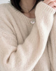 Strickjacke, Mohair, Beige