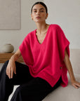 Oversize Pullunder, Mohair, Knopfdetail, Koralle