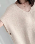 Oversize Pullunder, Mohair, Knopfdetail, Beige