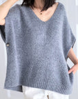 Oversize Pullunder, Mohair, Knopfdetail, Grau