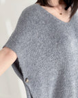 Oversize Pullunder, Mohair, Knopfdetail, Grau
