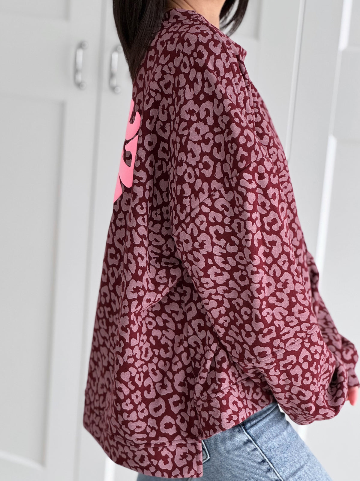 Sweatshirt, Leo, 3D-SelfLove, Bordeaux