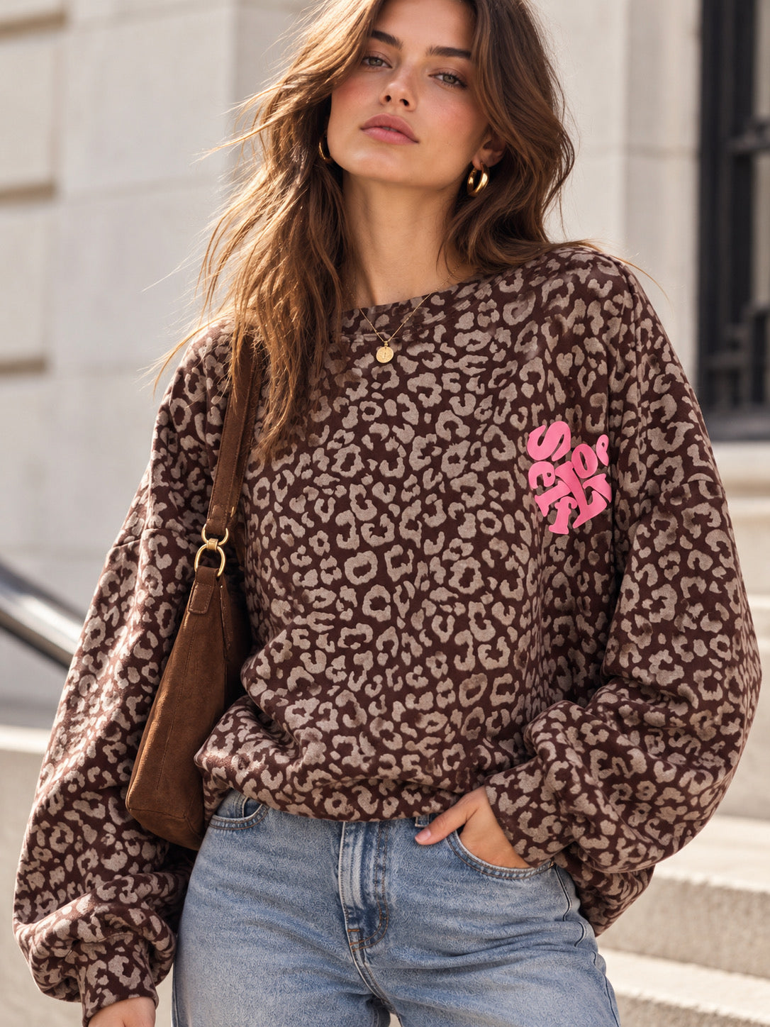 Sweatshirt, Leo, 3D-SelfLove, Schoko