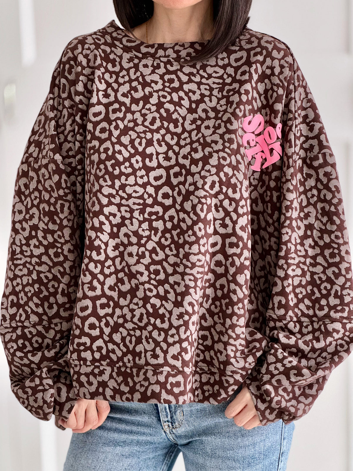 Sweatshirt, Leo, 3D-SelfLove, Schoko