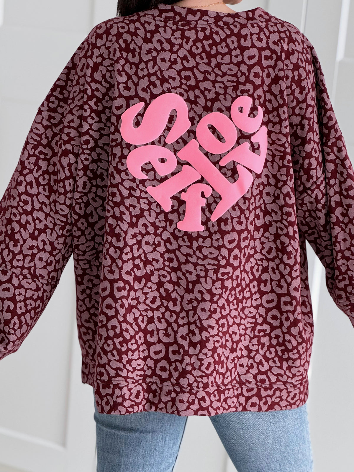 Sweatshirt, Leo, 3D-SelfLove, Bordeaux