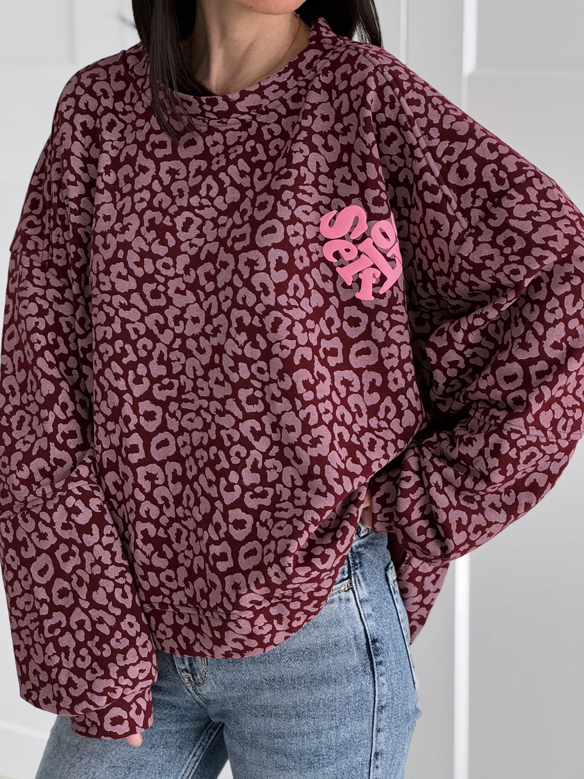 Sweatshirt, Leo, 3D-SelfLove, Bordeaux