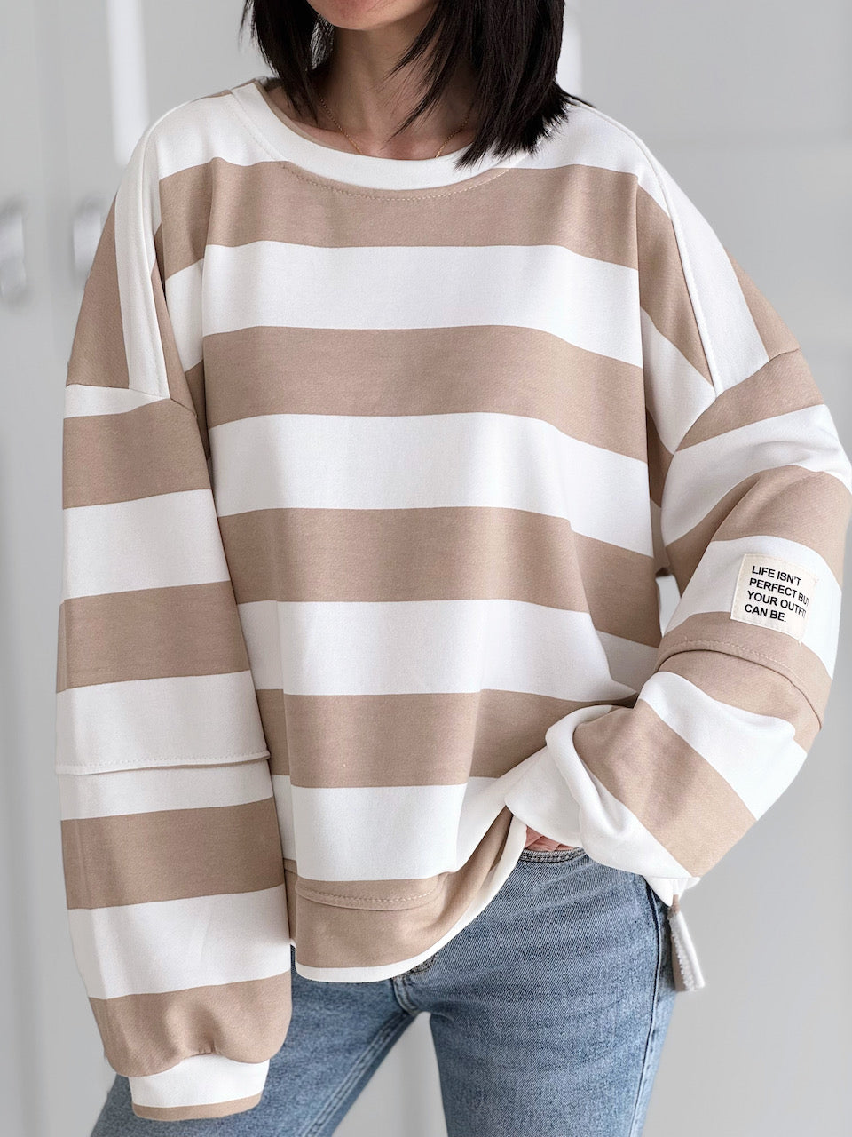 Sweatshirt, Perfect Life, Blockstreifen, 4 Farben