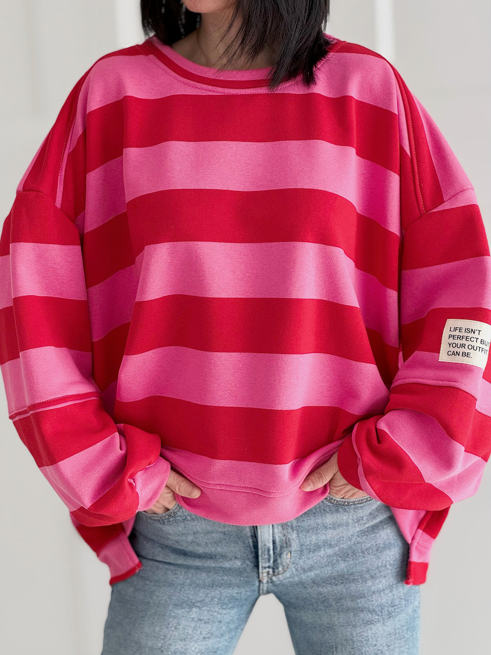 Sweatshirt, Perfect Life, Blockstreifen, 4 Farben