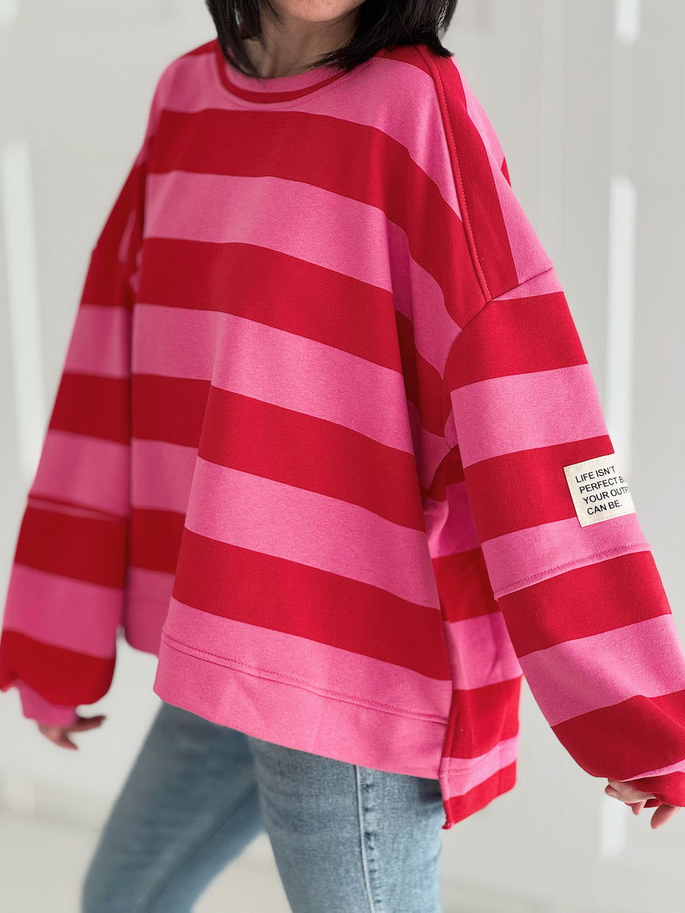 Sweatshirt, Perfect Life, Blockstreifen, 4 Farben
