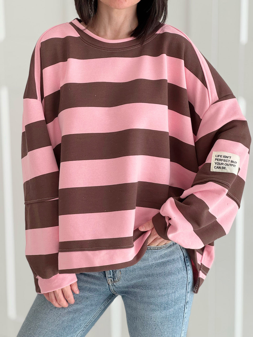 Sweatshirt, Perfect Life, Blockstreifen, 4 Farben