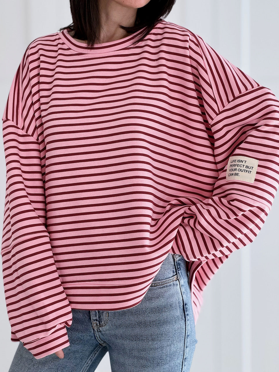 Sweatshirt, Perfect Life, Streifen, Rosa