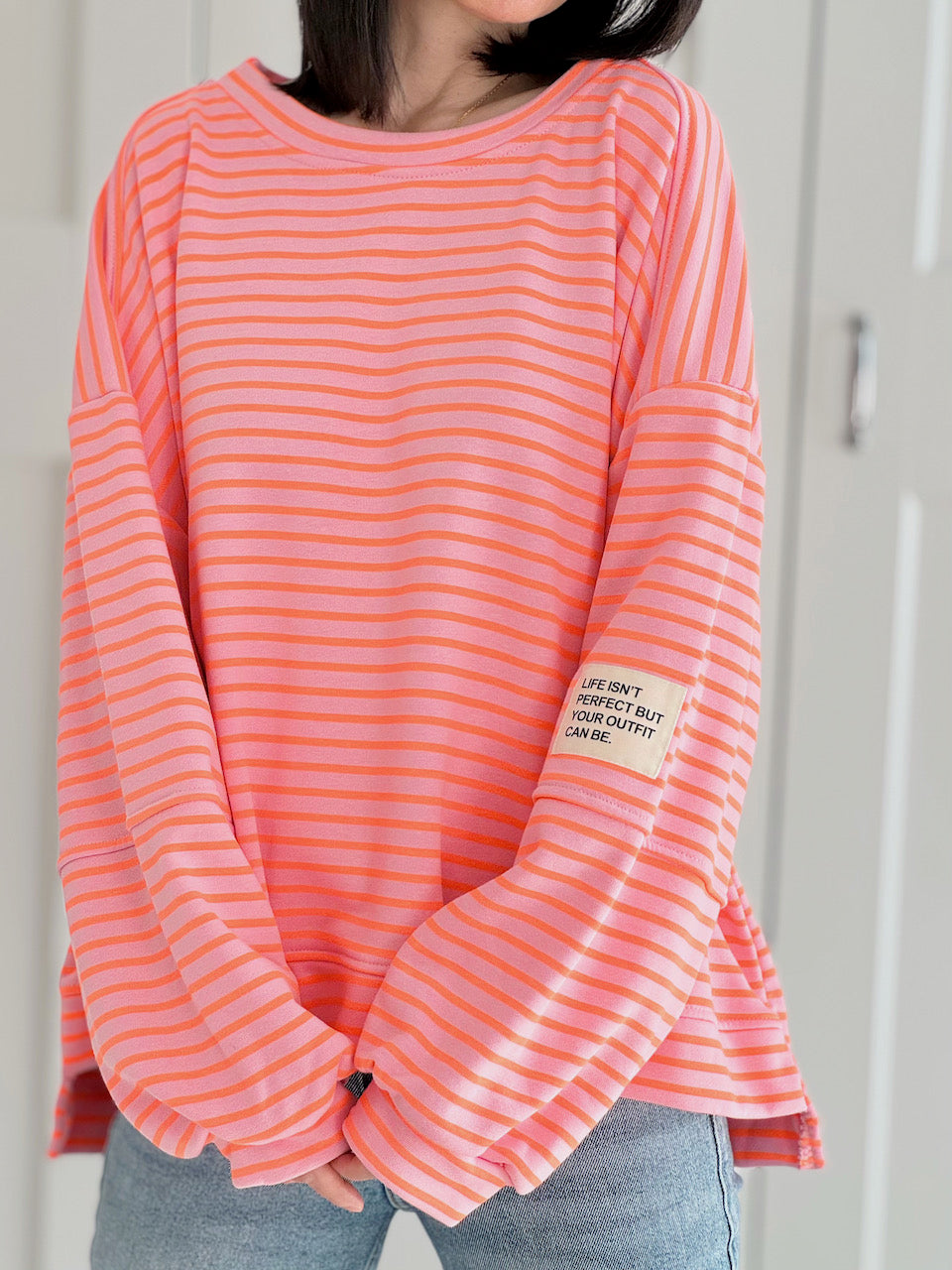 Sweatshirt, Perfect Life, Streifen, Neon