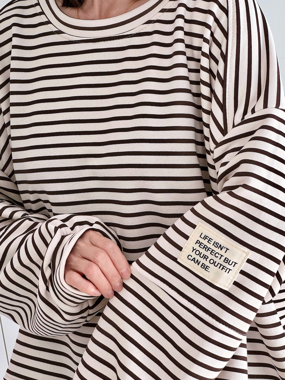 Sweatshirt, Perfect Life, Streifen, Cremeweiß