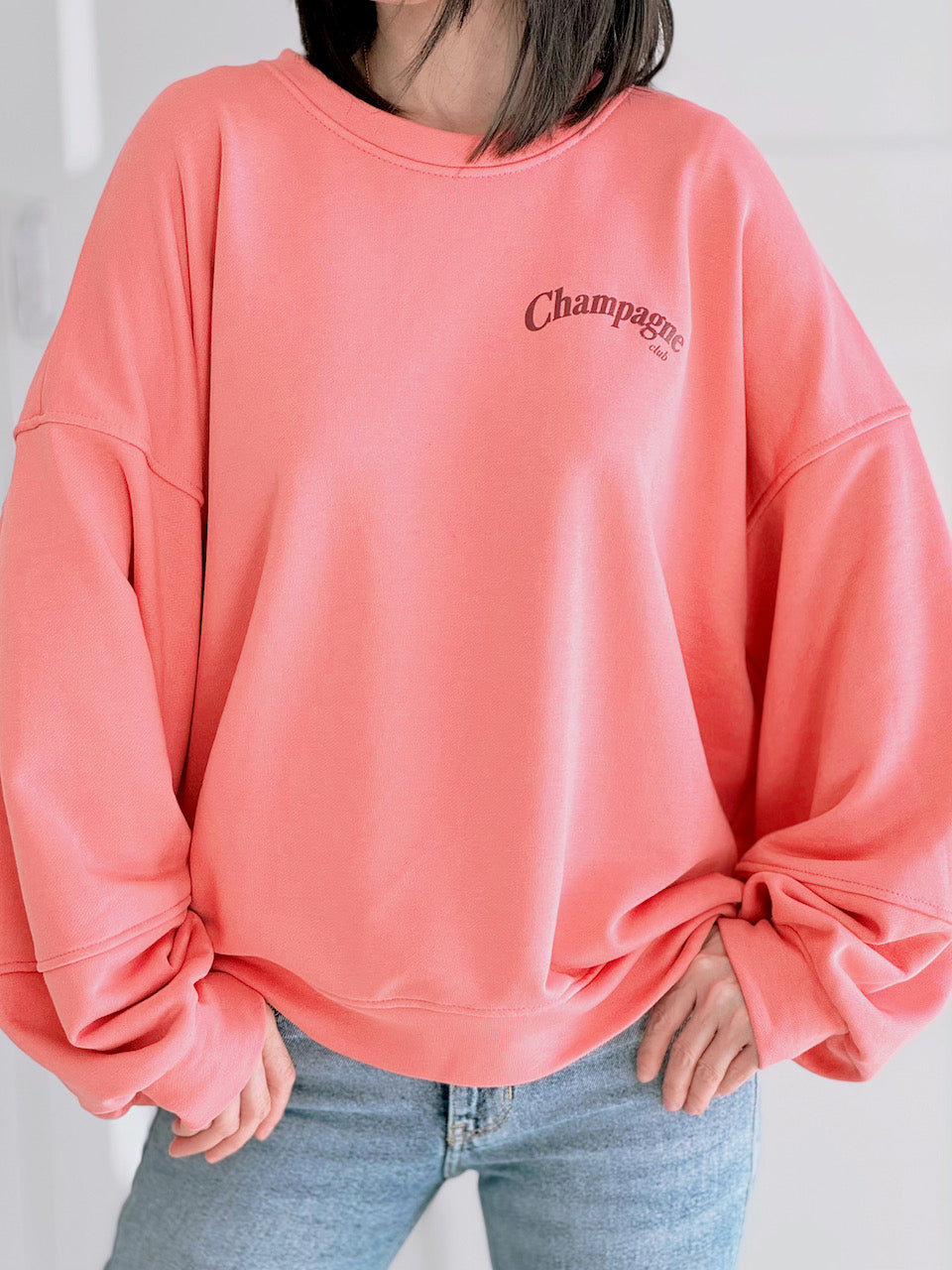 Sweatshirt, Champagne Club, Korallrosa
