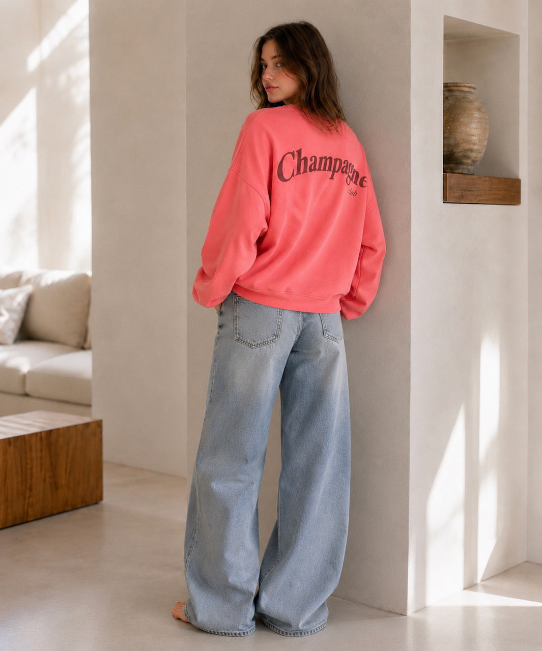 Sweatshirt, Champagne Club, Korallrosa