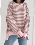 Sweatshirt, Streifen, mit Schlitzbund, 3 Farben