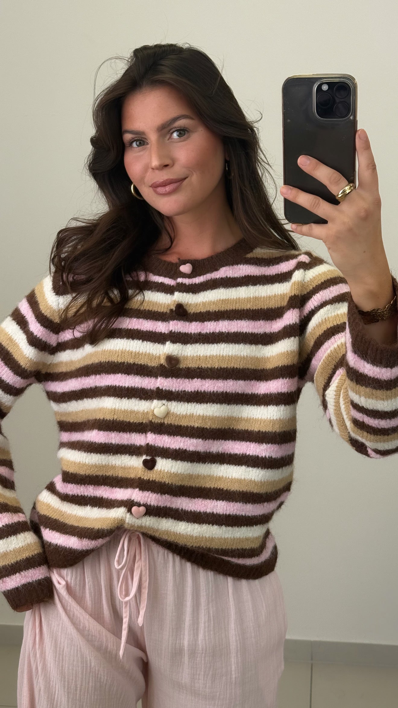 Strickjacke, bunte Streifen, 2 Farben