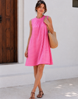 Tunika, Rückenschleife, Streifen, Neon-Pink