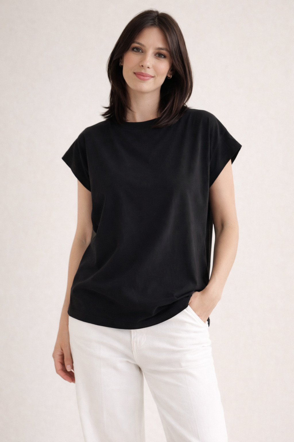 T-Shirt, Cap-Sleeves, Unifarbe, 4 Farben