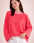 Longsleeve, Streifen, Farbkragen & Weiten Ärmeln, 6 Farben
