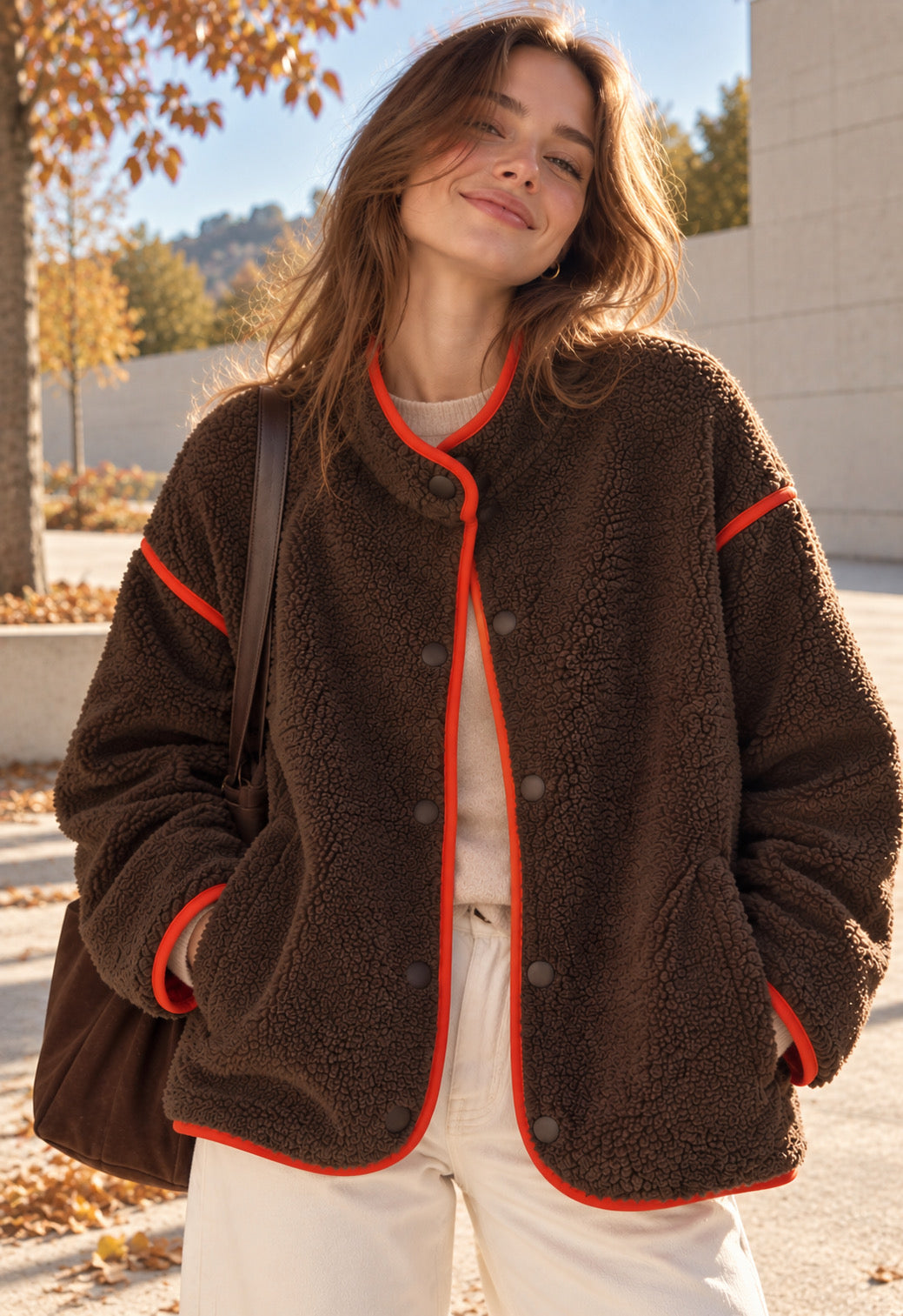 Teddyjacke, mit Kontrastkanten, 4 Farben