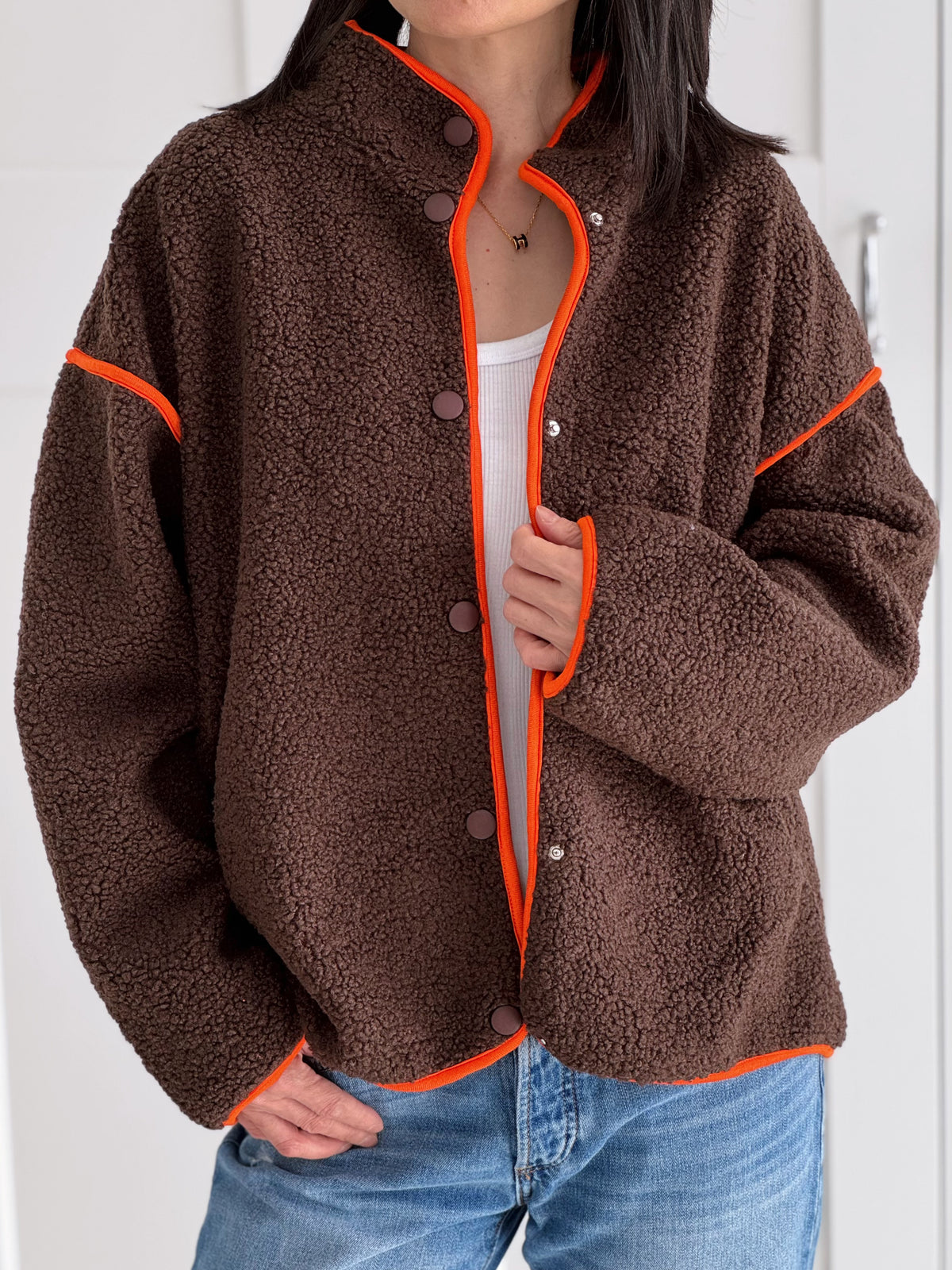 Teddyjacke, mit Kontrastkanten, 4 Farben